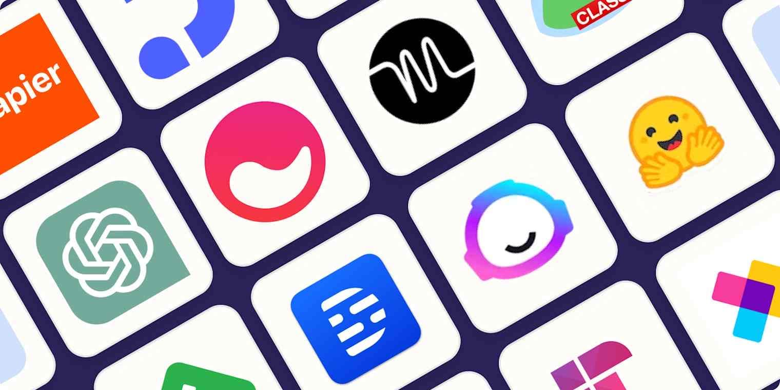 A grid of AI app icons