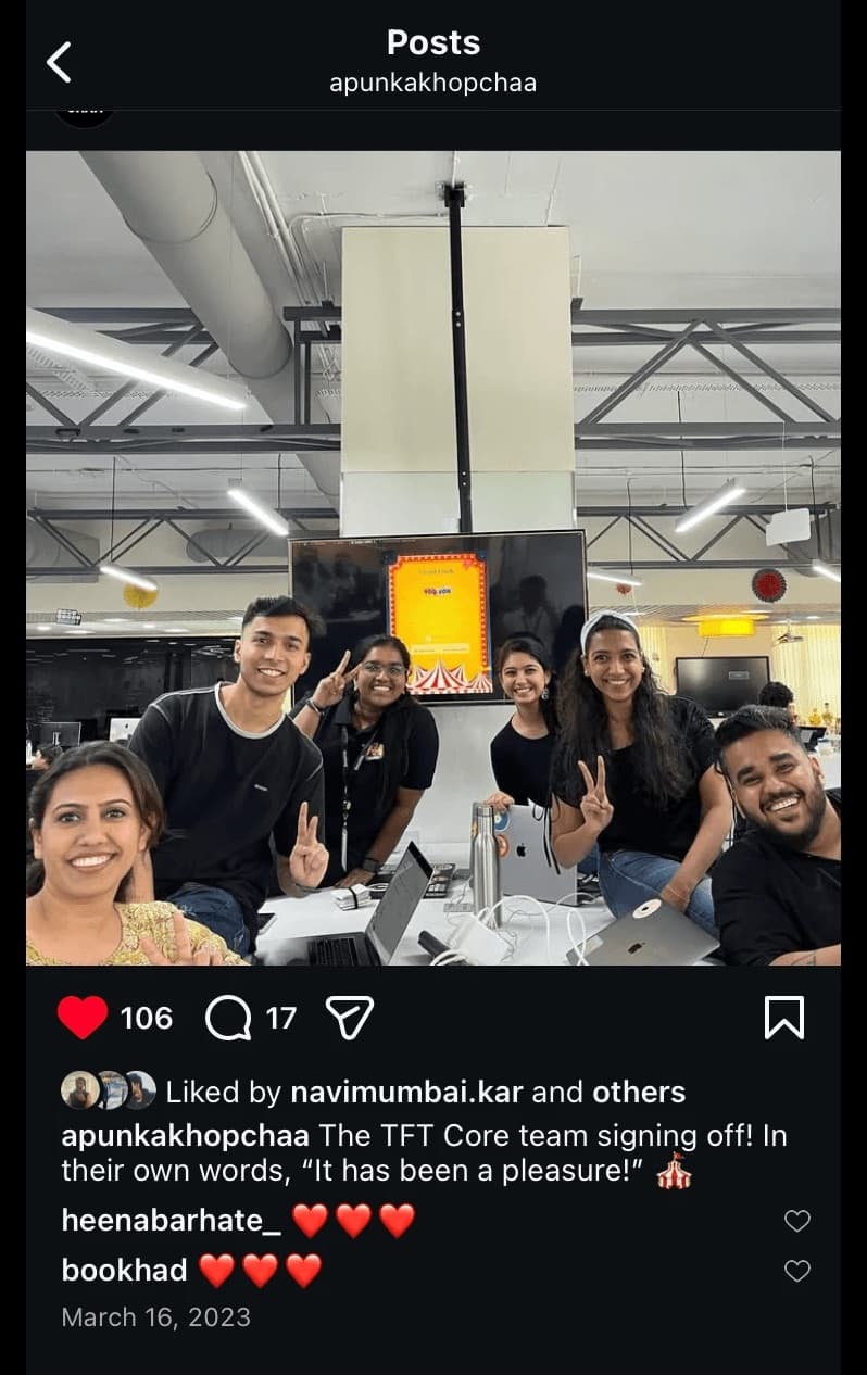 A team photo in an office